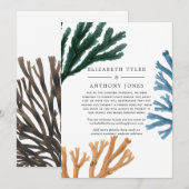 Waterverf zeewier gereduceerde bruiloft gasten lij aankondiging (Voorkant / Achterkant)