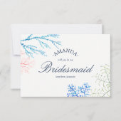Waterverf-zeewier-strand-thema: mijn bridesmaid kaart (Voorkant)