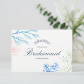 Waterverf-zeewier-strand-thema: mijn bridesmaid kaart (Staand voorkant)