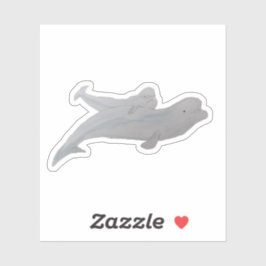 Waterverf zeezoogdier moeder Baby beluga walvis Sticker
