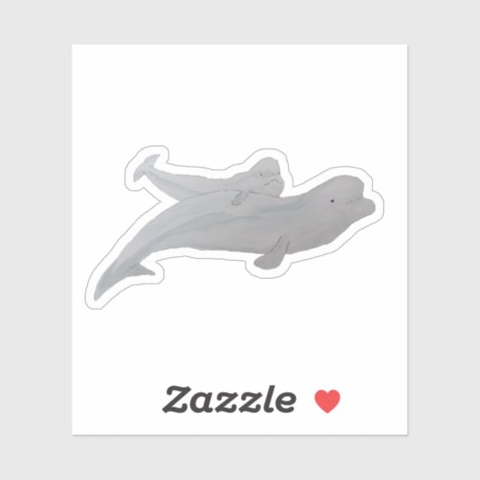 Waterverf zeezoogdier moeder Baby beluga walvis Sticker (Vel)