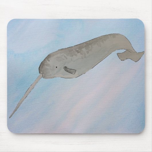 Waterverf zeezoogdier Narwhal Muismat (Voorkant)