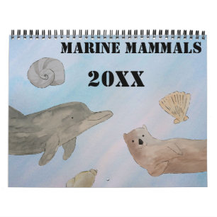 Waterverf zeezoogdieren kalender