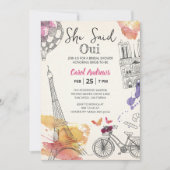 Waterverf zei ze Oui Eiffeltoren Vrijgezellenfeest Kaart (Voorkant)