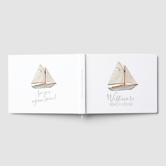Waterverf Zeilboot Beach House Gastenboek (Volledig)