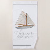 Waterverf Zeilboot Beach House Strandlaken (Voorkant)