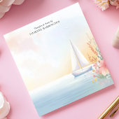 Waterverf Zeilboot Bloemen gepersonaliseerd Notitieblok