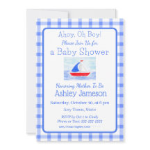 Waterverf Zeilboot Blue Check Baby shower