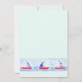 Waterverf Zeilboot Blue Check Baby shower Kaart (Achterkant)