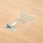 Waterverf zeilboot bruiloft acryl uitnodigingen (Laagn)