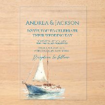 Waterverf zeilboot bruiloft