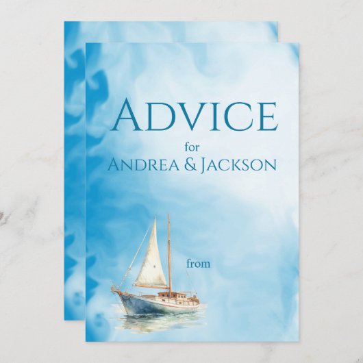Waterverf zeilboot bruiloft advieskaart (Voorkant / Achterkant)