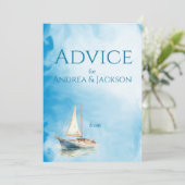 Waterverf zeilboot bruiloft advieskaart (Staand voorkant)