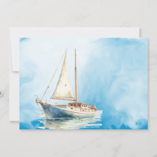 Waterverf zeilboot bruiloft Dank u Bedankkaart (Achterkant)