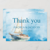 Waterverf zeilboot bruiloft Dank u Bedankkaart (Voorkant / Achterkant)