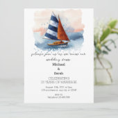 Waterverf Zeilboot Bruiloft Gelofte Vernieuwing Kaart (Staand voorkant)