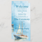 Waterverf zeilboot bruiloft programma (Voorkant / Achterkant)