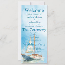 Waterverf zeilboot bruiloft programma