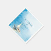 Waterverf zeilboot bruiloft servet (Hoek)