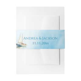 Waterverf zeilboot bruiloft uitnodigingen wikkel