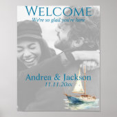 Waterverf zeilboot bruiloft welkomstfoto poster (Voorkant)