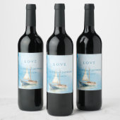 Waterverf zeilboot bruiloft wijn etiket (Flessen)