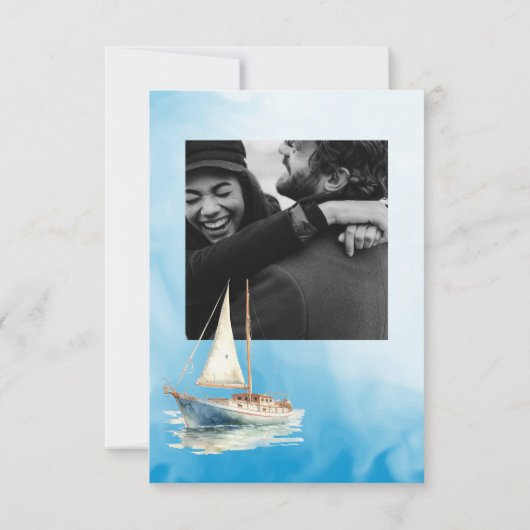 Waterverf zeilboot foto Dank u Bedankkaart (Achterkant)