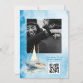 Waterverf Zeilboot Foto QR Code Repetitie Kaart (Achterkant)