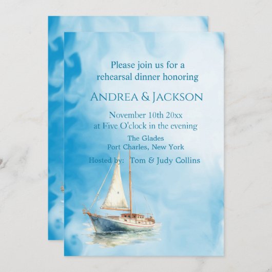 Waterverf Zeilboot Foto QR Code Repetitie Kaart (Voorkant / Achterkant)