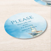 Waterverf zeilboot Ik ben aan het dansen Ronde Kartonnen Onderzetter (Gebogen)