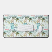 Waterverf Zeilboot met Palm Tree Pattern 2 Bureaumat (Keyboard & Muis)