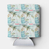 Waterverf Zeilboot met palmboompatroon Blikjeskoeler (Achterkant)