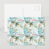 Waterverf Zeilboot met palmboompatroon Briefkaart (Voorkant / Achterkant)