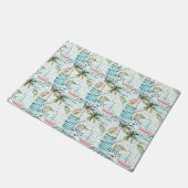 Waterverf Zeilboot met palmboompatroon Deurmat (Schuin)