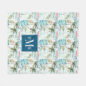 Waterverf Zeilboot met palmboompatroon Fleece Deken (Voorkant (Horizontaal))