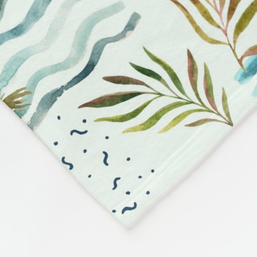 Waterverf Zeilboot met palmboompatroon Fleece Deken (Hoek)