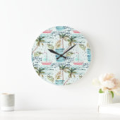 Waterverf Zeilboot met palmboompatroon Grote Klok (Huis)