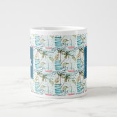 Waterverf Zeilboot met palmboompatroon Grote Koffiekop (Voorkant)