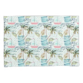 Waterverf Zeilboot met palmboompatroon Kussensloop (Voorkant-Rechts)