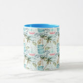 Waterverf Zeilboot met palmboompatroon Mok (Midden)