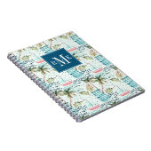 Waterverf Zeilboot met palmboompatroon Notitieboek (Rechterzijde)