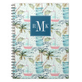 Waterverf Zeilboot met palmboompatroon Notitieboek (Voorkant)