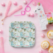 Waterverf Zeilboot met palmboompatroon Papieren Bordje (Feest)