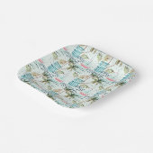 Waterverf Zeilboot met palmboompatroon Papieren Bordje (Gebogen)