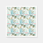 Waterverf Zeilboot met palmboompatroon Servet (Voorkant)