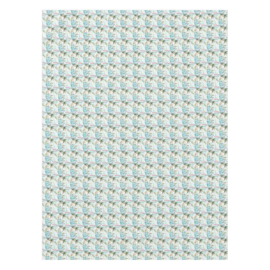 Waterverf Zeilboot met palmboompatroon Tafelkleed (Voorkant)