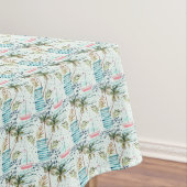 Waterverf Zeilboot met palmboompatroon Tafelkleed (Voorbeeld)