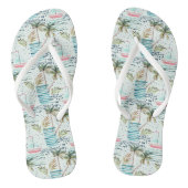 Waterverf Zeilboot met palmboompatroon Teenslippers (Voetbed)