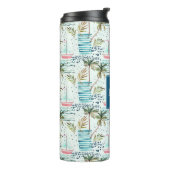 Waterverf Zeilboot met palmboompatroon Thermosbeker (Gedraaid links)
