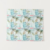 Waterverf Zeilboot met palmboompatroon Wandkleed (Voorkant (horizontaal))